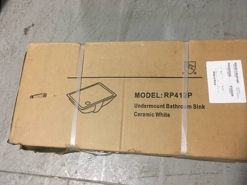 lot 5 image: 20-78 in. x 14-34 in. Rectrangle Undermount Vitreous Glazed Ceramic Lavatory Vanity Bathroom Sink Pure White- not used