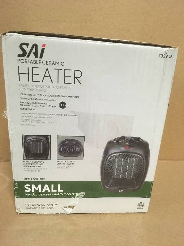 lot 14 image: 1,500-Watt Convection Electric Portable Heater and Fan- open box