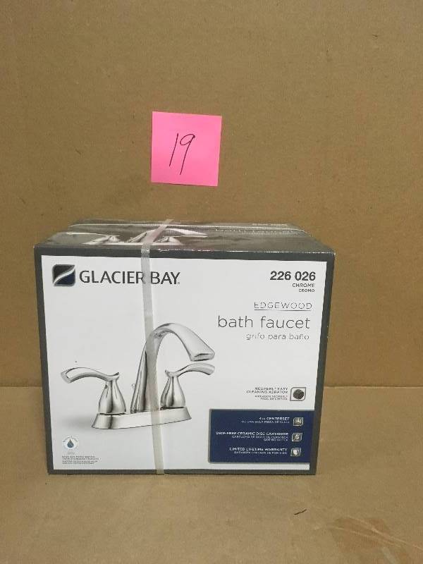 lot 19 image: Edgewood 4 in. Centerset 2-Handle High-Arc Bathroom Faucet in Chrome- new