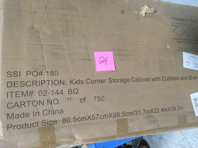 lot 24 image: RiverRidge 6-Cubby, 3-Shelf Kids Corner Cabinet, White- good condition