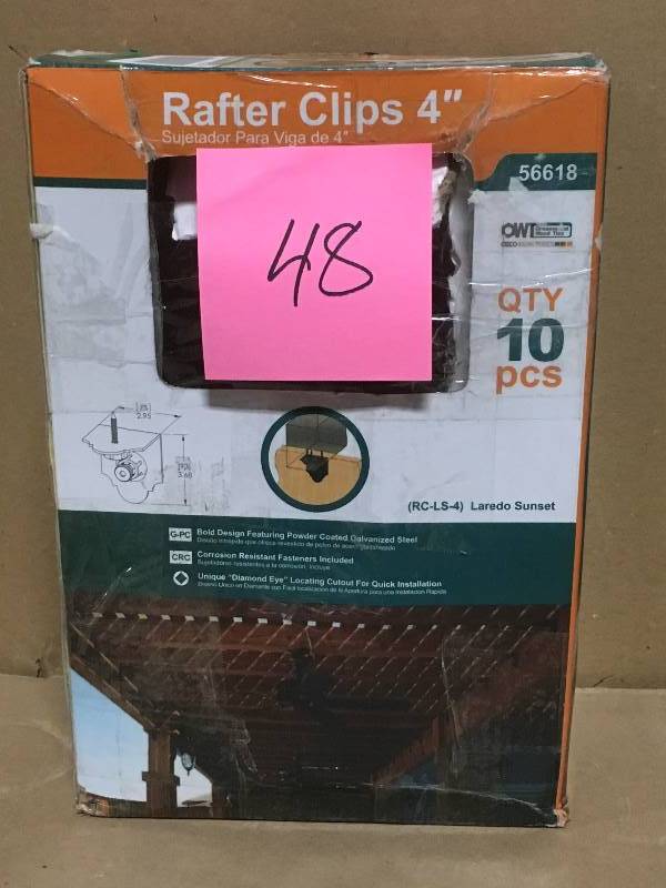 lot 48 image: 4 in. x 4 in. Galv. St. Rafter Clip Angle Brackets- not used