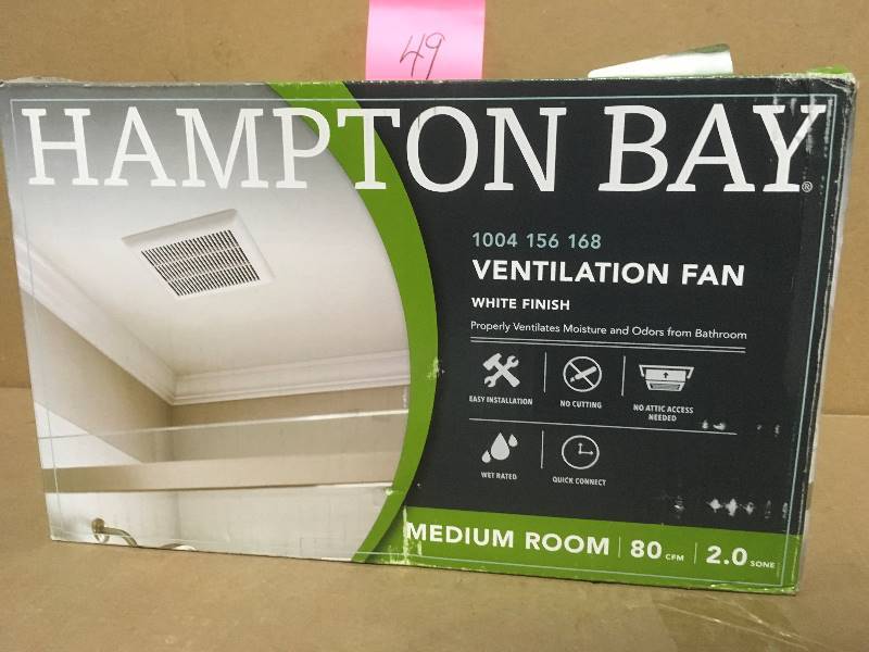 lot 49 image: Hampton Bay 80 CFM Ceiling Bathroom Exhaust Fan- not used