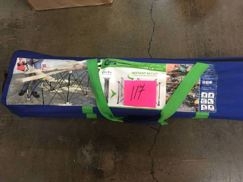 lot 117 image: Portable Work System 30.5 in. Compacting 2 ft. x 4 ft. Sawhorse- good condition