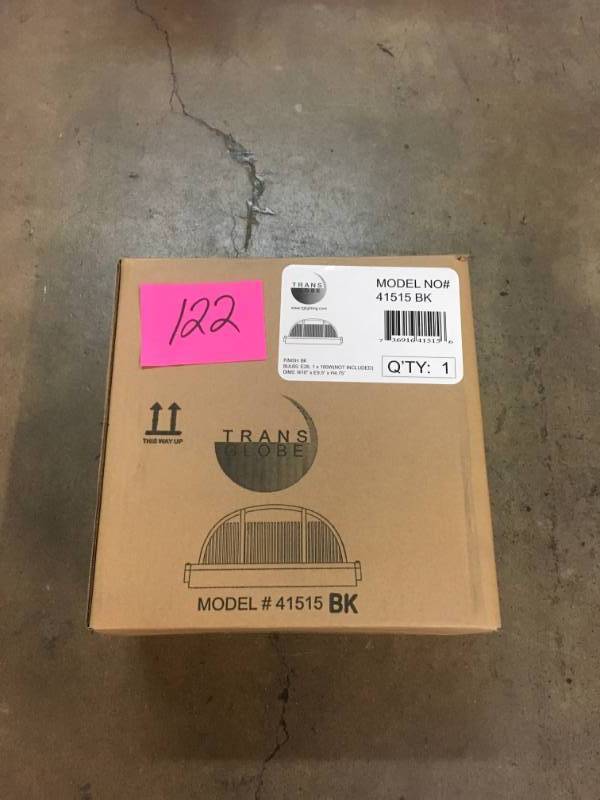 lot 122 image: Bel Air Lighting Bulkhead 1-Light Outdoor Black Wall or Ceiling Mounted Fixture with Frosted Glass- not used