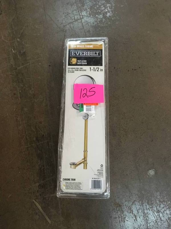 lot 125 image: Eastman Brass 20-Gauge Trip Lever Bath Waste- good condition