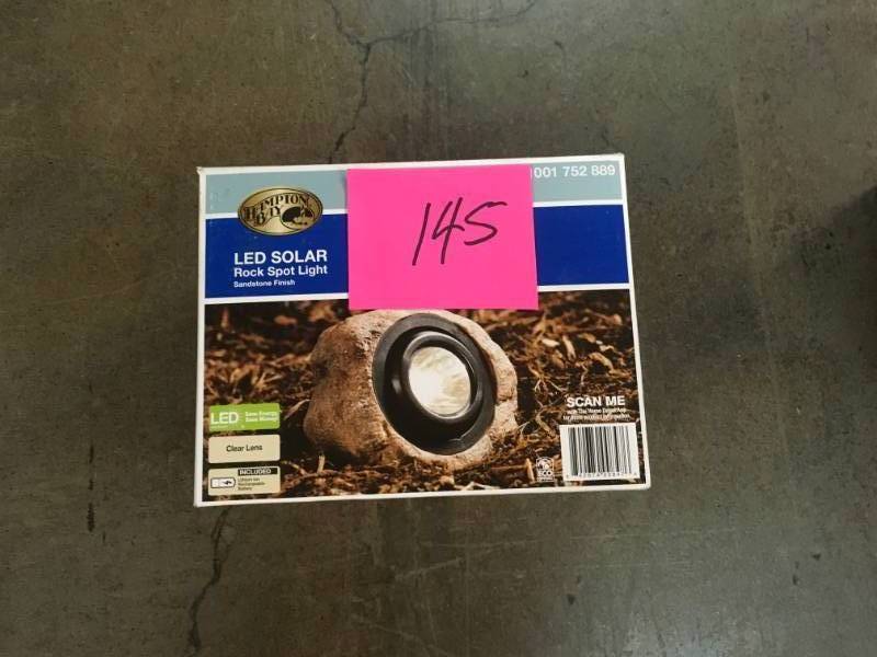 lot 145 image: Hampton Bay 1-Light Solar Outdoor Integrated LED 3000K 30-Lumens Rock Spot Light- not used