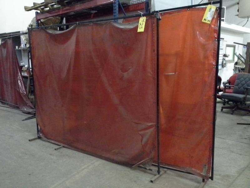 lot 23 image: Lot of (2) Welding Curtains with Frames