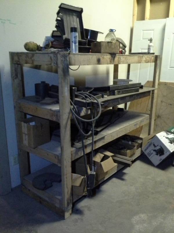 lot 68 image: Wood Shelving Unit with Contents