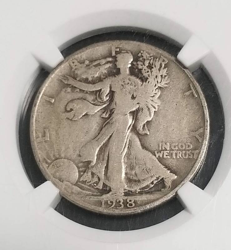 lot 02 image: 1938-D WALKING LIBERTY HALF DOLLAR VG10 NGC BETTER DATE