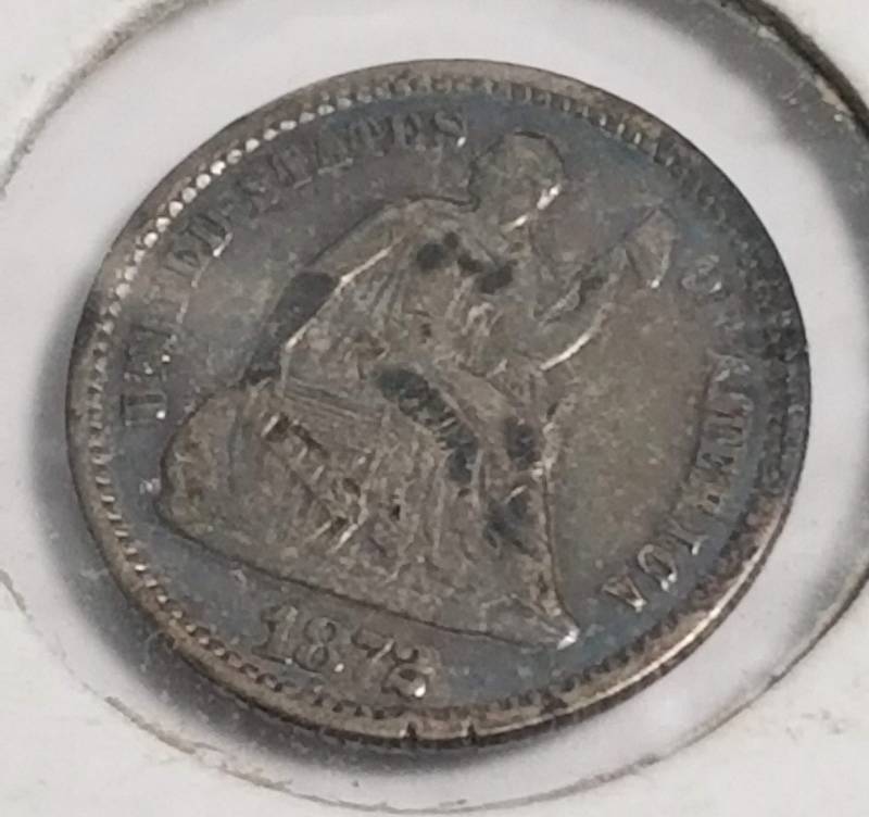 lot 10 image: 1872 US SEATED LIBERTY HALF DIME