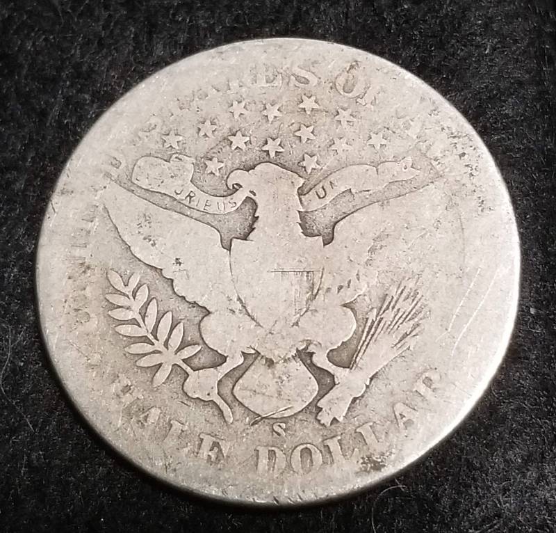 lot 25 image: 1905-S US BARBER SILVER HALF DOLLAR