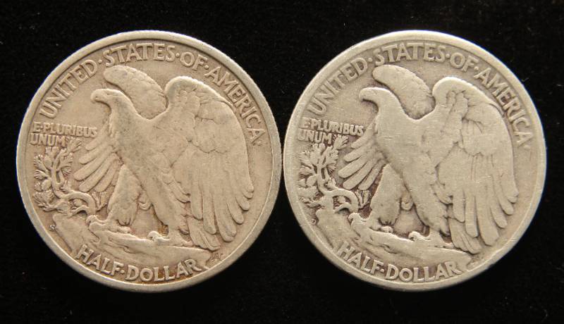 lot 52 image: 2 WALKING LIBERTY HALF DOLLARS 1944-S 1946-D