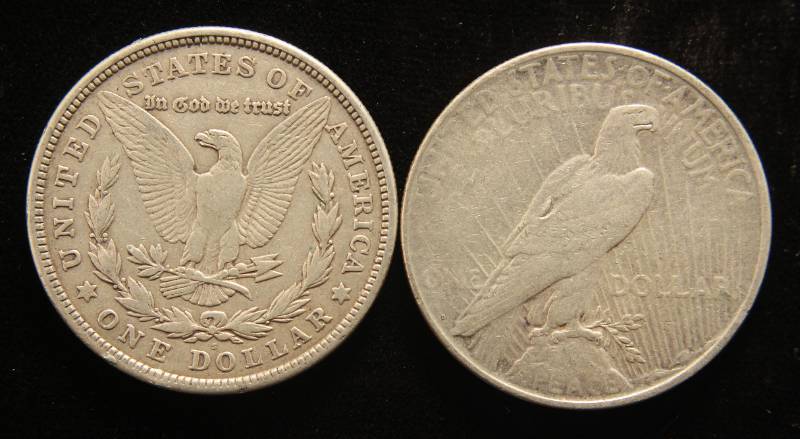 lot 57 image: 2 SILVER DOLLARS 1921-S MORGAN 1923-D PEACE