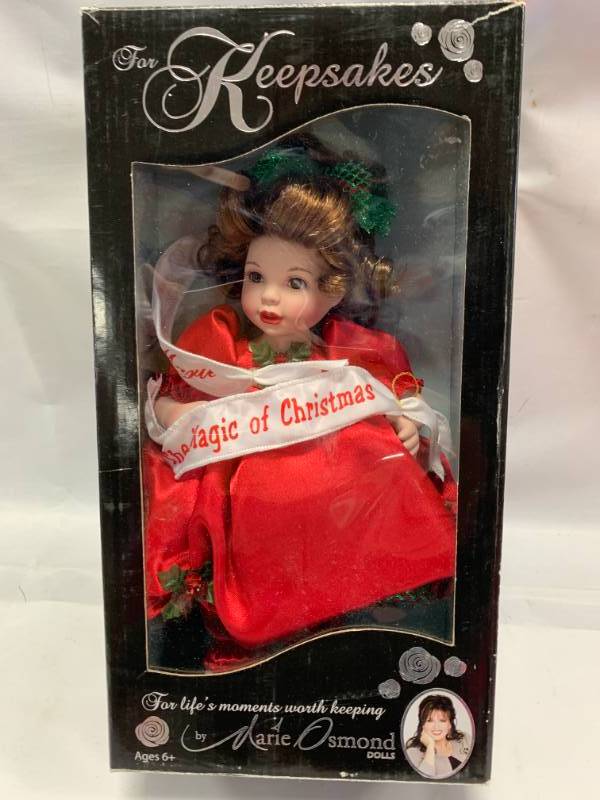 lot 60 image: Marie Osmond The Magic of Christmas Porcelain 10 Doll $39 Retail