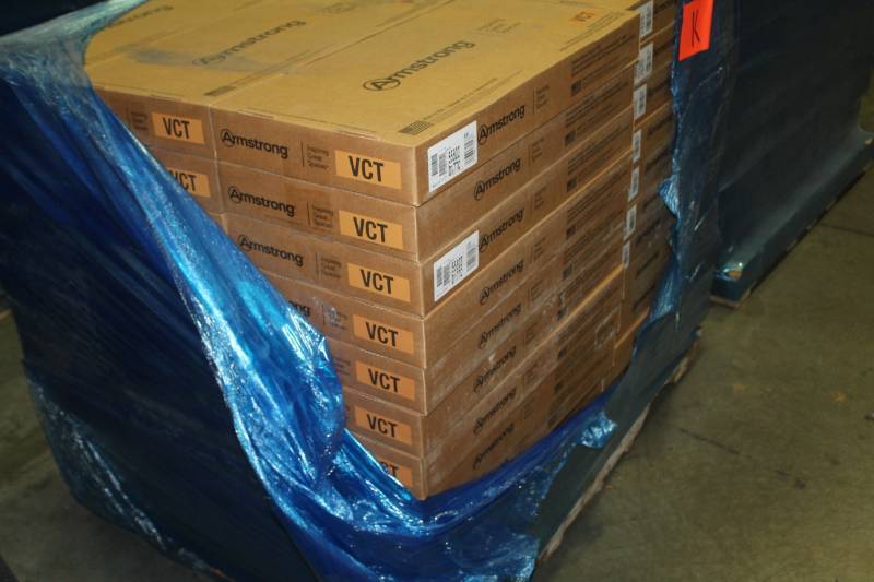lot 222 image: Lot of (24) Boxes of Armstrong Flooring 12x24in. VCT Tiles Pearl 44 sq.ft. 22-Count