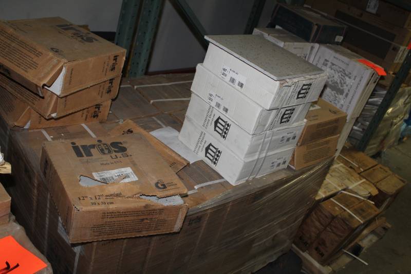 lot 295 image: Lot of (24) Boxes of 12x12in. Ceramic Tiles Silver Lev.
