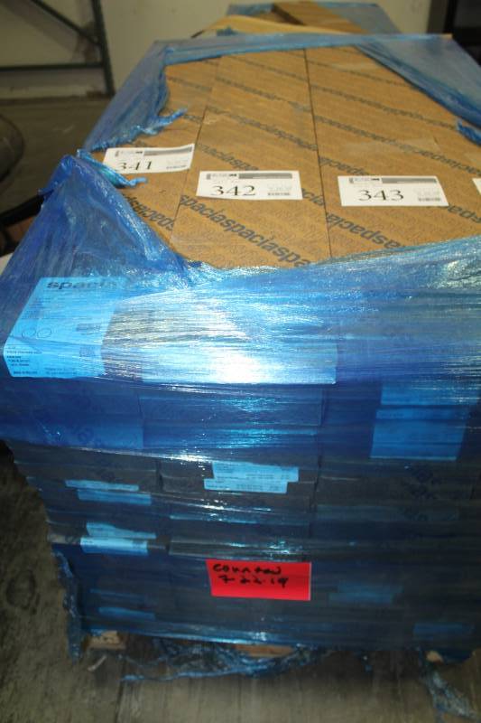 lot 342 image: Lot of (23) Boxes of Spacia Standard Wood Eden Oak Spacia Tick Wood Emboss Flooring 7.25x48in.