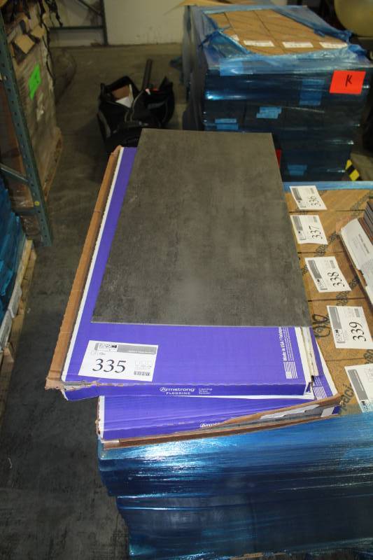 lot 335 image: Lot of (3) Boxes of Armstrong Flooring VCT Tiles Natural Creations Mystix Metal Oxide Graphite