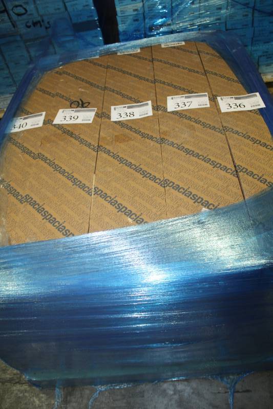 lot 338 image: Lot of (18) Boxes of Spacia Standard Wood Eden Oak Spacia Tick Wood Emboss Flooring 7.25x48in.