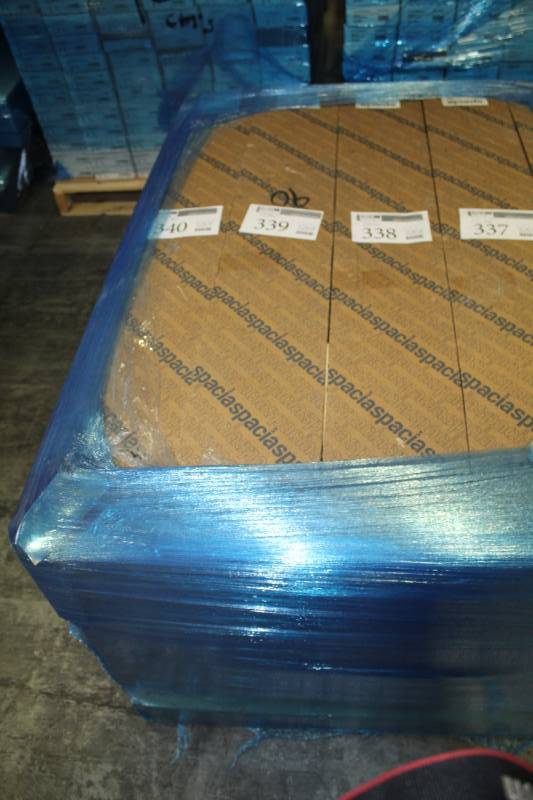 lot 339 image: Lot of (18) Boxes of Spacia Standard Wood Eden Oak Spacia Tick Wood Emboss Flooring 7.25x48in.