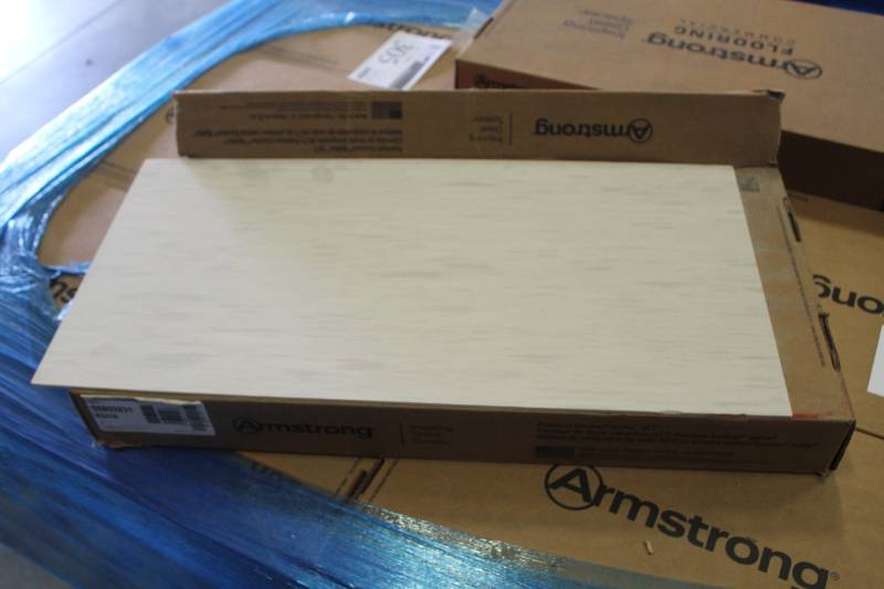 lot 306 image: Lot of (24) Boxes of Armstrong Flooring 12x24in. VCT Tiles Pearl 44 sq.ft. 22-Count