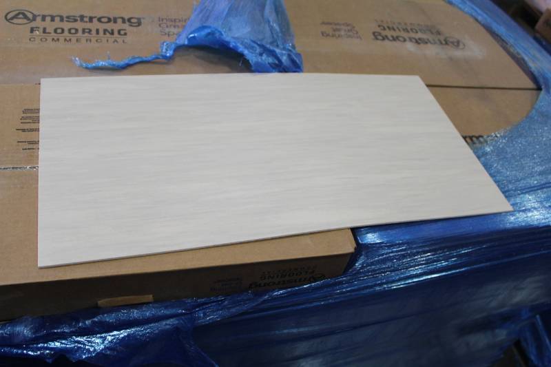 lot 307 image: Lot of (24) Boxes of Armstrong Flooring 12x24in. VCT Tiles Pearl 44 sq.ft. 22-Count