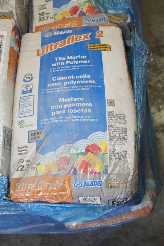 lot 350 image: Lot of (6) Mapei Ultraflex 2 Tile Mortar 50lbs. Bags