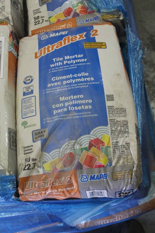 lot 353 image: Lot of (5) Mapei Ultraflex 2 Tile Mortar 50lbs. Bags