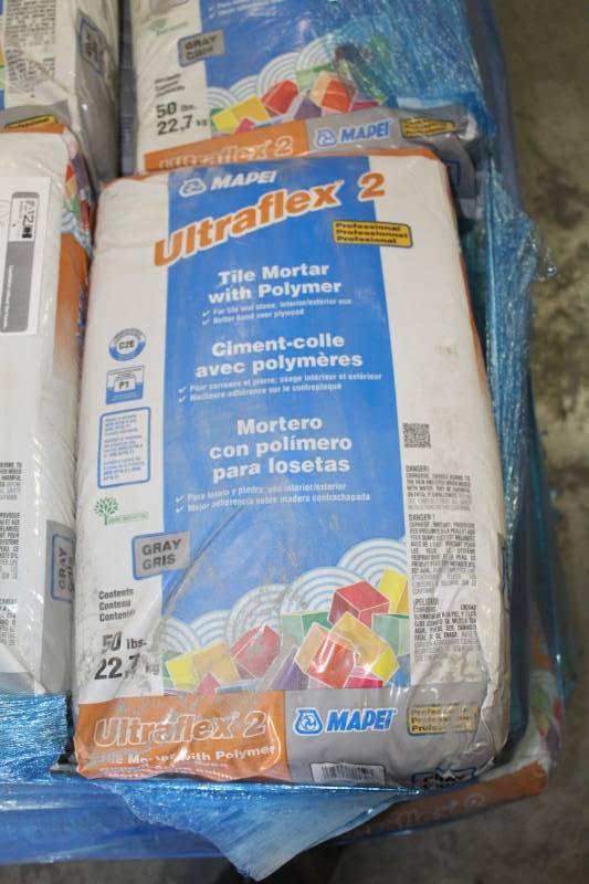 lot 351 image: Lot of (5) Mapei Ultraflex 2 Tile Mortar 50lbs. Bags