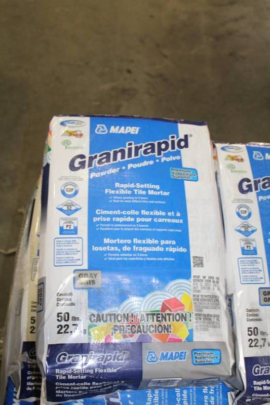lot 356 image: Lot of (5) Mapei Granirapid Rapid-Setting Flexible Tile Mortar 50lbs. Bags