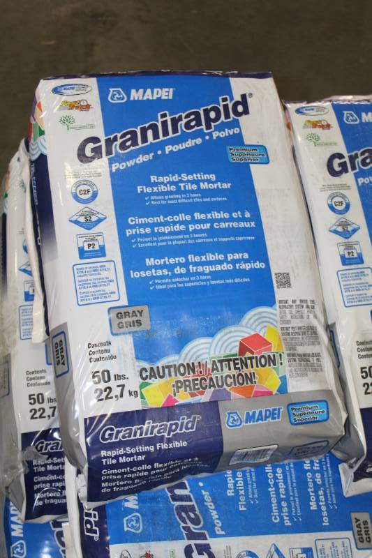 lot 358 image: Lot of (5) Mapei Granirapid Rapid-Setting Flexible Tile Mortar 50lbs. Bags