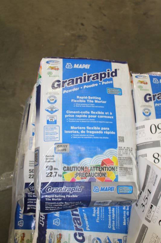 lot 363 image: Lot of (5) Mapei Granirapid Rapid-Setting Flexible Tile Mortar 50lbs. Bags