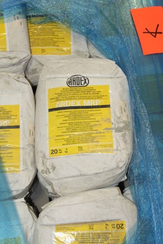 lot 365 image: Lot of (7) Ardex MRP Moisture Resistent Concrete Patch 20lbs. Bags