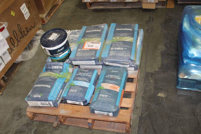 lot 368 image: Bostik StoneWall Mortar, Hydroment Dry Grout Tile, Hydroment Ceramic Tile Grout Sanded 50lbs. Bags