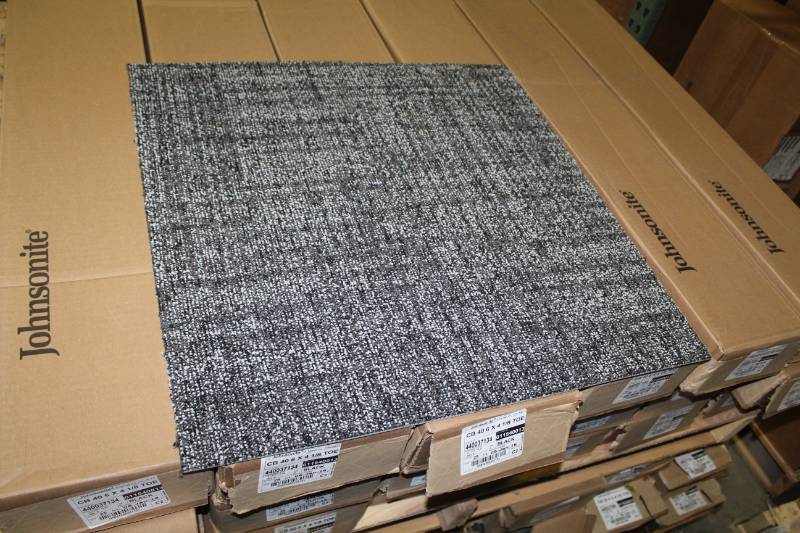 lot 418 image: Lot of (12) Boxes of Geoknit Saturated Grey Carpet Tiles