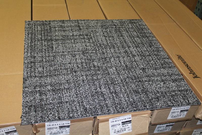 lot 417 image: Lot of (12) Boxes of Geoknit Saturated Grey Carpet Tiles