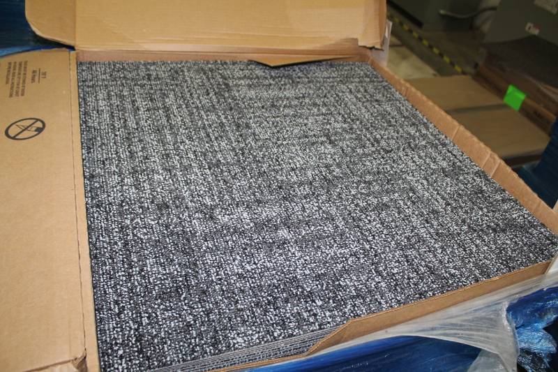 lot 415 image: Lot of (11) Boxes of Geoknit Saturated Grey Carpet Tiles