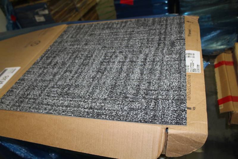 lot 408 image: Lot of (12) Boxes of Geoknit Saturated Grey Carpet Tiles