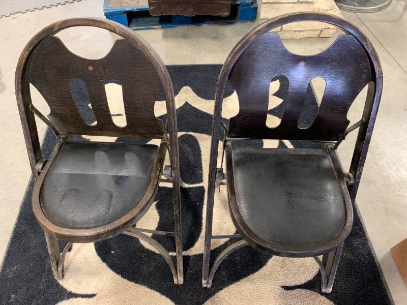 lot 4 image: 1920s Theater Folding Chairs Solid Kumfort Lot of 2 (quite rare)