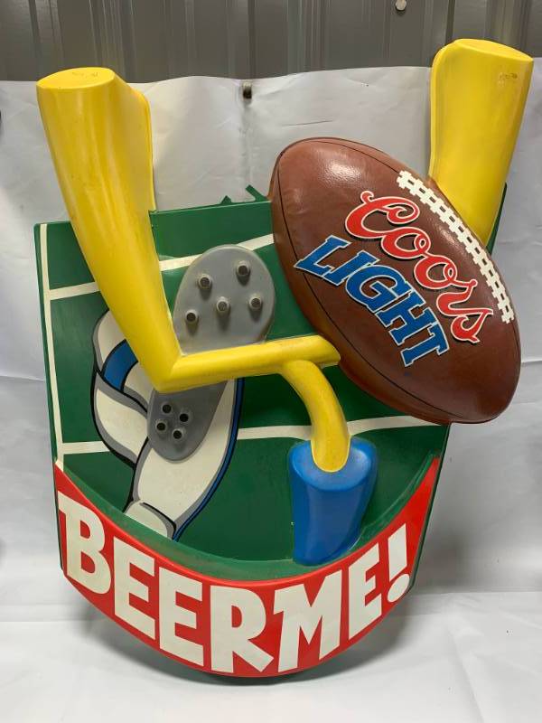 lot 6 image: Vintage Coors Light Beer Me Football Sign