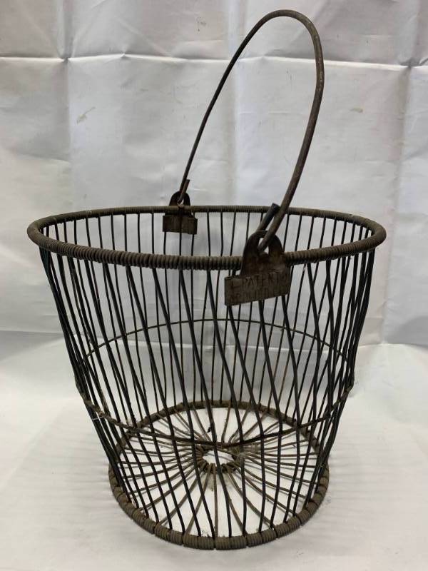 lot 51 image: Antique Wire Chicken Egg Basket