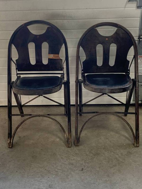 lot 67 image: 1920s Theater Folding Chairs Solid Kumfort Lot of 2 (quite rare)