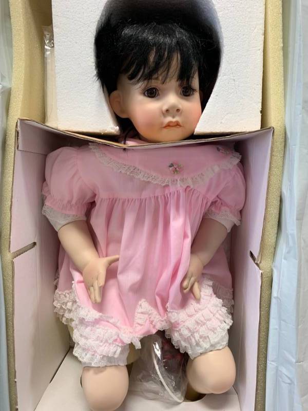 lot 13 image: Marie Osmond Sherry Cherry Porcelain 21 Doll $84.50 Retail