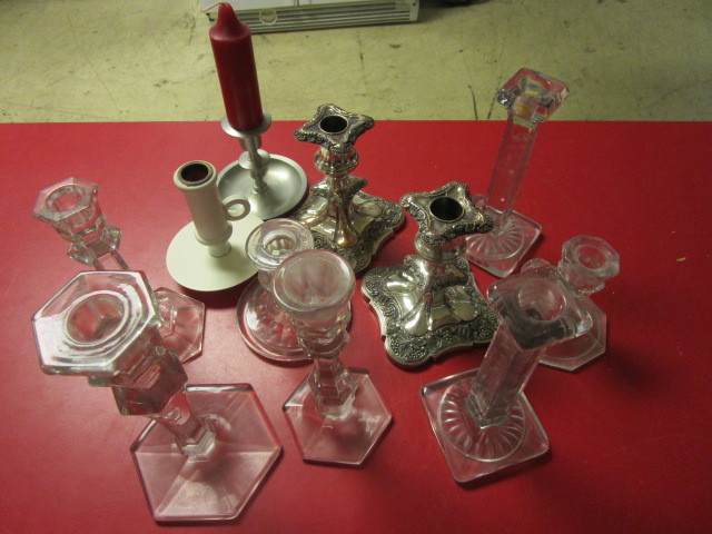 lot 141 image: CANDLE HOLDERS AND CANDLES