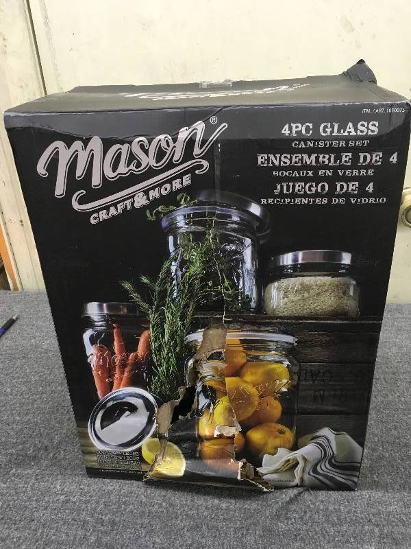 4 Pc.Oversized Mason Jars, Retail $19.99