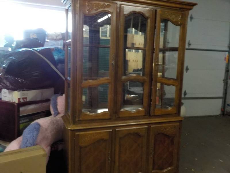 lot 38 image: 2 Piece Hutch- has mirror back and ...