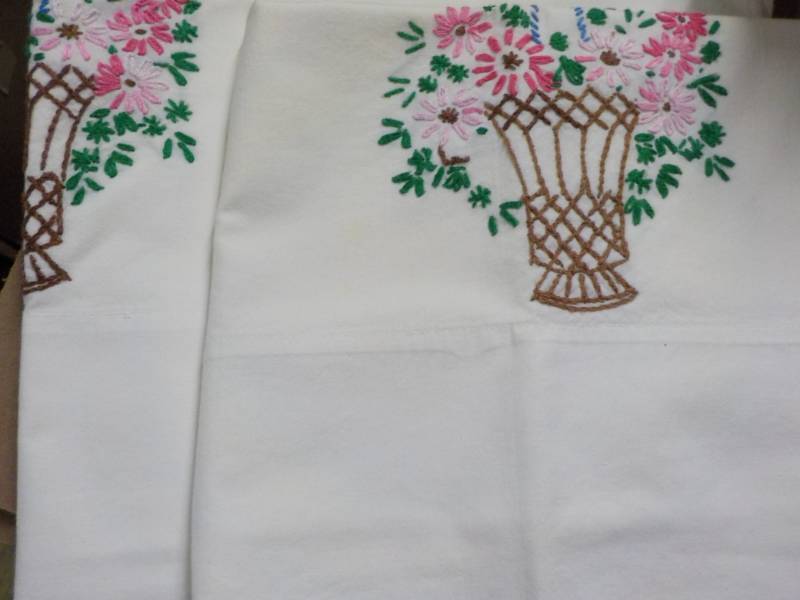 lot 135 image: 9 Cross Stitched Towels and 1 set o...