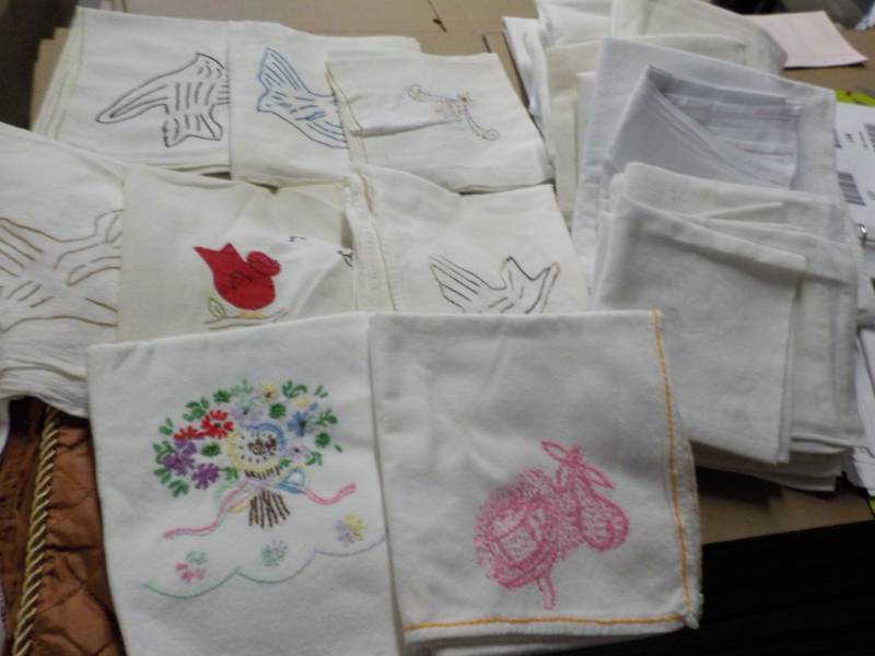 lot 137 image: Cross Stitched Towels and Extra Tow...