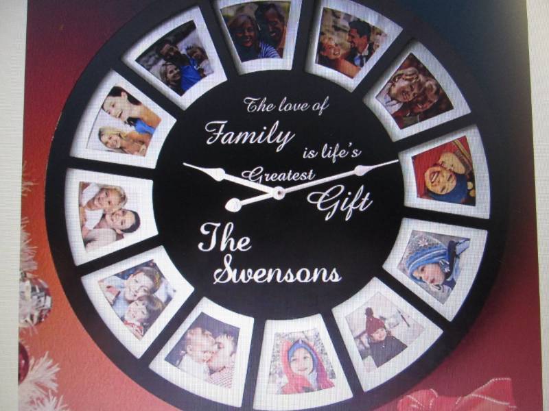 lot 21 image: Personalized Photo Frame Clock open...