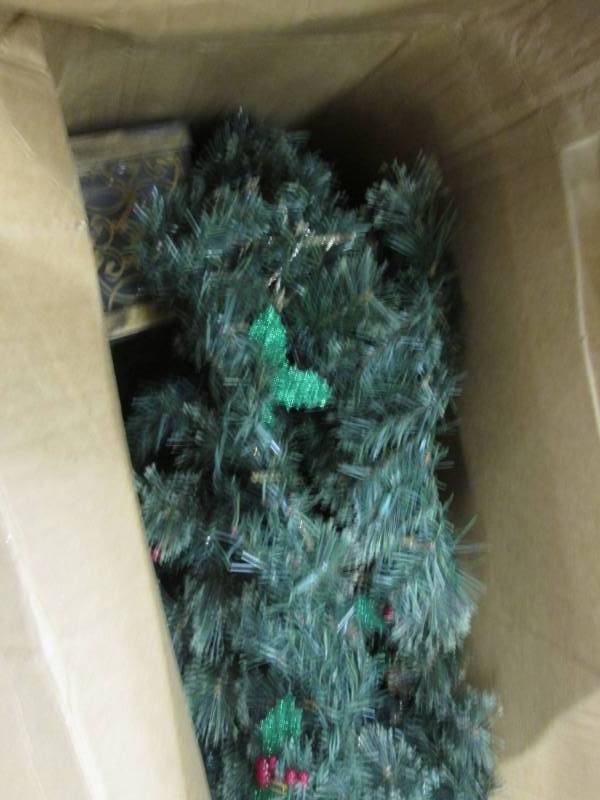 lot 117 image: Potted Holiday Trees, Wreath & Garl...